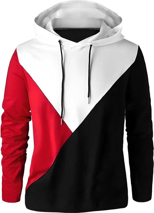 Cotton Blend Color Block Full Sleeves Hooded T-Shirt